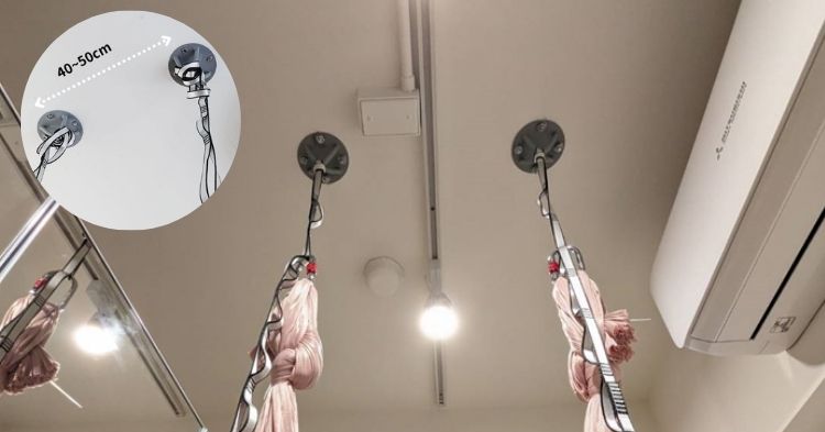 空中瑜珈吊床布與懸吊配件安裝注意事項，空中瑜珈吊點安裝，空中瑜珈吊布安裝，懸吊運動架安裝，懸吊盤安裝，空中瑜伽架子